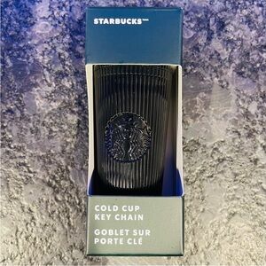 New Starbucks Keychain Winter 2024 Cold Cup Black Stripe Key Chain Ornament Gift